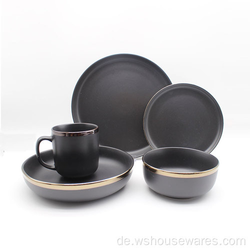 Großhandel Luxus Porzellan Gold Rim Ceramic Tablay -Sets